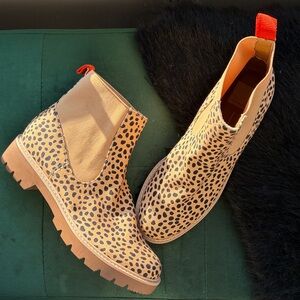 Dolce Vita Tan Leopard Chelsea Booties with Black Spots